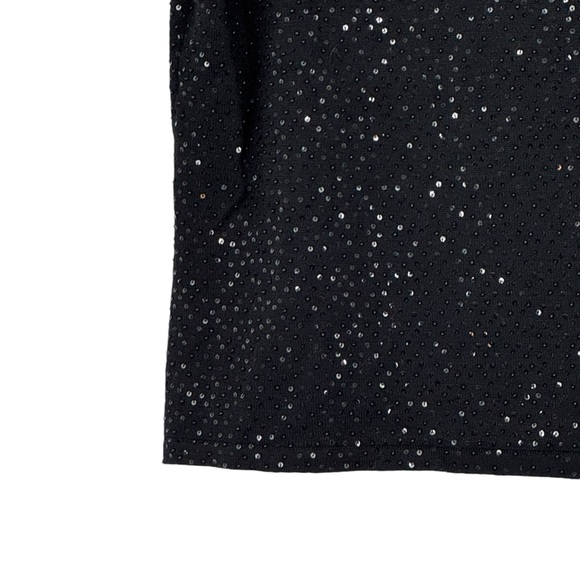 Talbots Medium Petite Black Merino Wool Short Sleeve Sweater w Sequins/Beads - Picture 5 of 9